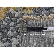 Load image into Gallery viewer, 3&#39;x8&#39; Charcoal Gray, Persian Design, Wool And Pure Silk, Hand Knotted, Wide Runner Oriental Rug FWR525762