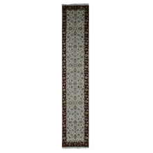 Load image into Gallery viewer, 2&#39;8&quot;x14&#39;1&quot; Ivory, Rajasthan Design, Half Wool and Half Silk, Thick and Plush, XL Runner Oriental Rug FWR525768