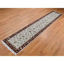Load image into Gallery viewer, 2&#39;8&quot;x14&#39;1&quot; Ivory, Rajasthan Design, Half Wool and Half Silk, Thick and Plush, XL Runner Oriental Rug FWR525768