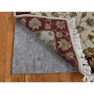 2'8"x14'1" Ivory, Rajasthan Design, Half Wool and Half Silk, Thick and Plush, XL Runner Oriental Rug FWR525768