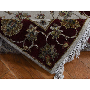 2'8"x14'1" Ivory, Rajasthan Design, Half Wool and Half Silk, Thick and Plush, XL Runner Oriental Rug FWR525768