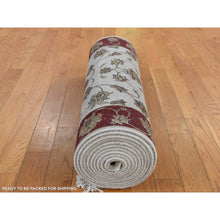 Load image into Gallery viewer, 2&#39;8&quot;x14&#39;1&quot; Ivory, Rajasthan Design, Half Wool and Half Silk, Thick and Plush, XL Runner Oriental Rug FWR525768