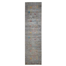Load image into Gallery viewer, 3&#39;1&quot;x12&#39; Honey Brown, Silk with Textured Wool, Directional Vase Design, Hand Knotted, Runner Oriental Rug FWR525774
