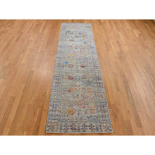 Load image into Gallery viewer, 3&#39;1&quot;x12&#39; Honey Brown, Silk with Textured Wool, Directional Vase Design, Hand Knotted, Runner Oriental Rug FWR525774