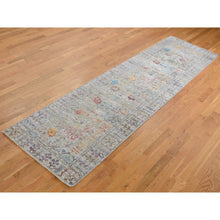 Load image into Gallery viewer, 3&#39;1&quot;x12&#39; Honey Brown, Silk with Textured Wool, Directional Vase Design, Hand Knotted, Runner Oriental Rug FWR525774
