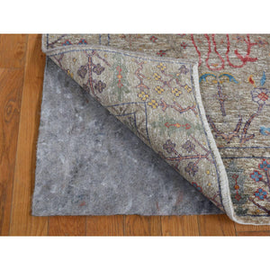 3'1"x12' Honey Brown, Silk with Textured Wool, Directional Vase Design, Hand Knotted, Runner Oriental Rug FWR525774