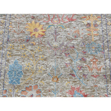 Load image into Gallery viewer, 3&#39;1&quot;x12&#39; Honey Brown, Silk with Textured Wool, Directional Vase Design, Hand Knotted, Runner Oriental Rug FWR525774