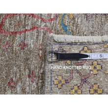 Load image into Gallery viewer, 3&#39;1&quot;x12&#39; Honey Brown, Silk with Textured Wool, Directional Vase Design, Hand Knotted, Runner Oriental Rug FWR525774