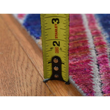 Load image into Gallery viewer, 3&#39;x11&#39;10&quot; Colorful, Chevron Design, Sari Silk And Textured Wool, Hand Knotted, Runner, Oriental Rug FWR525780