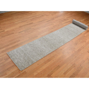 2'7"x18'2" Taupe, Natural Colors and Plain, Pure Wool, Gabbeh, XL Runner, Hand Loomed, Oriental Rug FWR525792