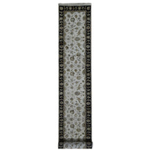 Load image into Gallery viewer, 2&#39;7&quot;x16&#39; Bone White, Half Wool and Half Silk, XL Runner Rajasthan All Over Leaf Design, Hand Knotted, Oriental Rug FWR525798