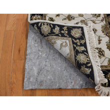 Load image into Gallery viewer, 2&#39;7&quot;x16&#39; Bone White, Half Wool and Half Silk, XL Runner Rajasthan All Over Leaf Design, Hand Knotted, Oriental Rug FWR525798