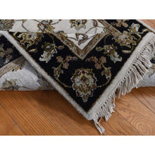 Load image into Gallery viewer, 2&#39;7&quot;x16&#39; Bone White, Half Wool and Half Silk, XL Runner Rajasthan All Over Leaf Design, Hand Knotted, Oriental Rug FWR525798