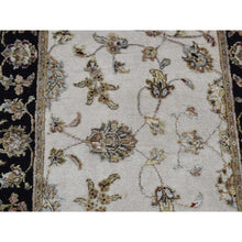 Load image into Gallery viewer, 2&#39;7&quot;x16&#39; Bone White, Half Wool and Half Silk, XL Runner Rajasthan All Over Leaf Design, Hand Knotted, Oriental Rug FWR525798