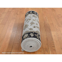 Load image into Gallery viewer, 2&#39;7&quot;x16&#39; Bone White, Half Wool and Half Silk, XL Runner Rajasthan All Over Leaf Design, Hand Knotted, Oriental Rug FWR525798
