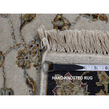 Load image into Gallery viewer, 2&#39;7&quot;x16&#39; Bone White, Half Wool and Half Silk, XL Runner Rajasthan All Over Leaf Design, Hand Knotted, Oriental Rug FWR525798