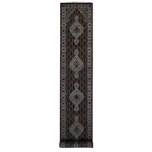 Load image into Gallery viewer, 2&#39;7&quot;x15&#39;8&quot; Mahogany Red, Tabriz Mahi with Fish Medallion Design, Wool and Silk, XL Runner, Hand Knotted, Oriental Rug FWR525810
