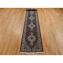 Load image into Gallery viewer, 2&#39;7&quot;x15&#39;8&quot; Mahogany Red, Tabriz Mahi with Fish Medallion Design, Wool and Silk, XL Runner, Hand Knotted, Oriental Rug FWR525810