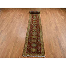 Load image into Gallery viewer, 2&#39;7&quot;x19&#39;10&quot; Brick Red, Hand Knotted, XL Runner, Karajeh with Geometric Medallion Design, Pure Wool, Oriental Rug FWR525822