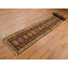 Load image into Gallery viewer, 2&#39;7&quot;x19&#39;10&quot; Brick Red, Hand Knotted, XL Runner, Karajeh with Geometric Medallion Design, Pure Wool, Oriental Rug FWR525822