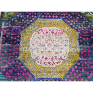 3'1"x16'1" Colorful, Mamluk Design, Sari Silk With Textured Wool, Xl Runner, Hand Knotted, Oriental Rug FWR525828