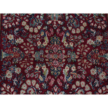 Load image into Gallery viewer, 3&#39;x3&#39; Wine Red, Antique Persian Sarouk, Full Pile with a Rare Square Size, 100% Wool, Hand Knotted, Oriental Rug FWR525840