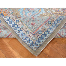 Load image into Gallery viewer, 11&#39;9&quot;x15&#39;2&quot; Tortilla Brown, Antiqued Tabriz Vase and Flower Blossom Design, Hi-Lo Pile, Silk with Textured Wool, Hand Knotted, Oversized, Oriental Rug FWR525864