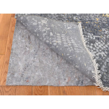Load image into Gallery viewer, 12&#39;x15&#39;1&quot; Pewter Gray With Gold, Broken And Erased Persian Medallion Design With Roman Mosaic, Wool And Pure Silk, Hand Knotted, Oversized, Oriental Rug FWR525870