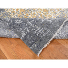 Load image into Gallery viewer, 12&#39;x15&#39;1&quot; Pewter Gray With Gold, Broken And Erased Persian Medallion Design With Roman Mosaic, Wool And Pure Silk, Hand Knotted, Oversized, Oriental Rug FWR525870