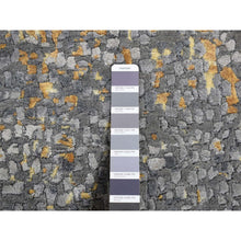 Load image into Gallery viewer, 12&#39;x15&#39;1&quot; Pewter Gray With Gold, Broken And Erased Persian Medallion Design With Roman Mosaic, Wool And Pure Silk, Hand Knotted, Oversized, Oriental Rug FWR525870