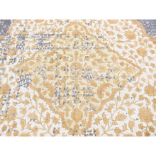 Load image into Gallery viewer, 12&#39;x15&#39;1&quot; Pewter Gray With Gold, Broken And Erased Persian Medallion Design With Roman Mosaic, Wool And Pure Silk, Hand Knotted, Oversized, Oriental Rug FWR525870