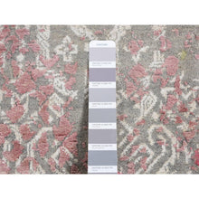 Load image into Gallery viewer, 12&#39;x15&#39; Battleship Gray With Red And Yellow Shades, Oversized, Trellis In The Spring, Pure Silk, Hi-low Pile, Hand Knotted Oriental Rug FWR525882