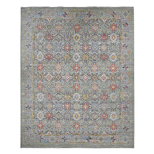 Load image into Gallery viewer, 12&#39;x15&#39;1&quot; Stone Gray, THE SUNSET ROSETTES, Wool and Pure Silk, Hand Knotted, Oversized, Oriental RugSh87650 FWR525900