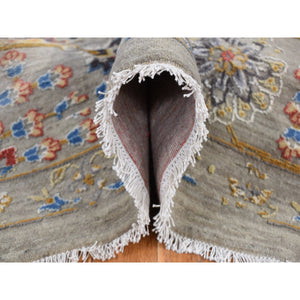 12'x15'1" Stone Gray, THE SUNSET ROSETTES, Wool and Pure Silk, Hand Knotted, Oversized, Oriental RugSh87650 FWR525900