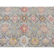Load image into Gallery viewer, 12&#39;x15&#39;1&quot; Stone Gray, THE SUNSET ROSETTES, Wool and Pure Silk, Hand Knotted, Oversized, Oriental RugSh87650 FWR525900