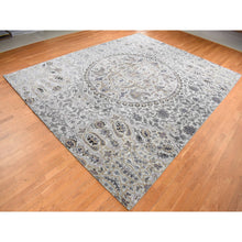 Load image into Gallery viewer, 12&#39;x15&#39; Cloud Gray, The Maharaja, Oversized, Pure Silk With Textured Wool, Hand Knotted Oriental Rug FWR525912