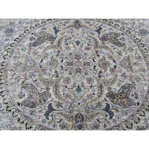 12'x15' Cloud Gray, The Maharaja, Oversized, Pure Silk With Textured Wool, Hand Knotted Oriental Rug FWR525912