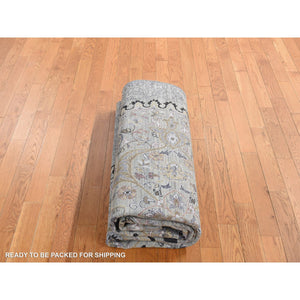12'x15' Cloud Gray, The Maharaja, Oversized, Pure Silk With Textured Wool, Hand Knotted Oriental Rug FWR525912