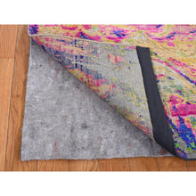 Load image into Gallery viewer, 3&#39;x9&#39;2&quot; Colorful, Sari Silk With Textured Wool, The Lava Design, Runner, Hand Knotted, Oriental Rug FWR525924