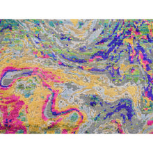 Load image into Gallery viewer, 3&#39;x9&#39;2&quot; Colorful, Sari Silk With Textured Wool, The Lava Design, Runner, Hand Knotted, Oriental Rug FWR525924