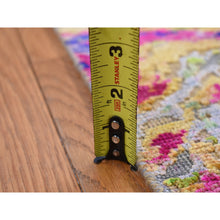 Load image into Gallery viewer, 3&#39;x9&#39;2&quot; Colorful, Sari Silk With Textured Wool, The Lava Design, Runner, Hand Knotted, Oriental Rug FWR525924