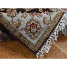 Load image into Gallery viewer, 2&#39;7&quot;x15&#39;9&quot; Coffee Brown, Rajasthan All Over Leaf Design, Half Wool and Half Silk, XL Runner, Hand Knotted Oriental Rug FWR525936