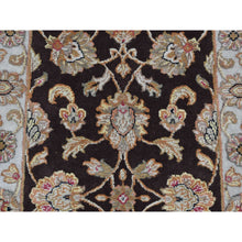Load image into Gallery viewer, 2&#39;7&quot;x15&#39;9&quot; Coffee Brown, Rajasthan All Over Leaf Design, Half Wool And Half Silk, Xl Runner, Hand Knotted Oriental Rug FWR525936