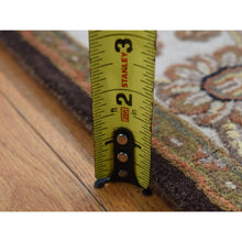 Load image into Gallery viewer, 2&#39;7&quot;x15&#39;9&quot; Coffee Brown, Rajasthan All Over Leaf Design, Half Wool and Half Silk, XL Runner, Hand Knotted Oriental Rug FWR525936