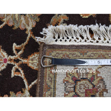 Load image into Gallery viewer, 2&#39;7&quot;x15&#39;9&quot; Coffee Brown, Rajasthan All Over Leaf Design, Half Wool and Half Silk, XL Runner, Hand Knotted Oriental Rug FWR525936