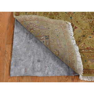 3'x23'3" Golden Brown, Super Dense Weave, Tabriz, Xl Runner, 300 Kpsi, Pure Wool, Hand Knotted, Oriental Rug FWR525942