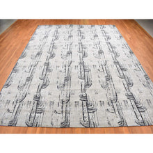 Load image into Gallery viewer, 11&#39;9&quot;x14&#39;10&quot; Cloud Gray, THE CANE, Oversized, Pure Silk with Textured Wool, Hand Knotted Oriental Rug FWR525972
