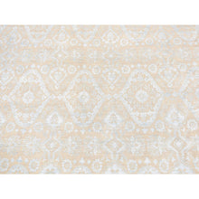 Load image into Gallery viewer, 11&#39;10&quot;x15&#39; Sepia Brown, Wool and Silk, Tone on Tone, Geometrical and Flower Rosettes Design, Hand Knotted, Oversized, Oriental Rug FWR525978