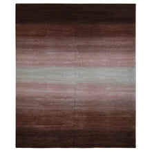 Load image into Gallery viewer, 12&#39;4&quot;x15&#39; Mocha Brown Shade Gradation and Rainbow Design, Modern Gabbeh, Pure Wool, Hand Knotted, Oversized Oriental Rug FWR525984