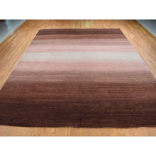 Load image into Gallery viewer, 12&#39;4&quot;x15&#39; Mocha Brown Shade Gradation and Rainbow Design, Modern Gabbeh, Pure Wool, Hand Knotted, Oversized Oriental Rug FWR525984